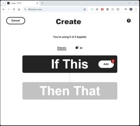 IFTTT - create air-Q Applet - Step 2