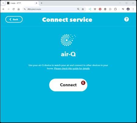 IFTTT - create air-Q Applet - Step 5