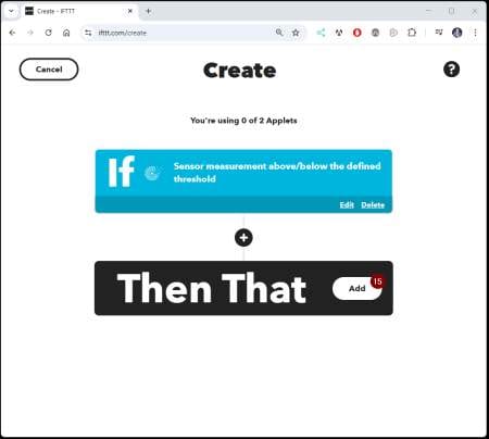 IFTTT - create air-Q Applet - Step 8
