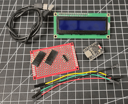 Teileliste - universelles Maker Display mit LCD1602 und ESP32 Mikrocontroller