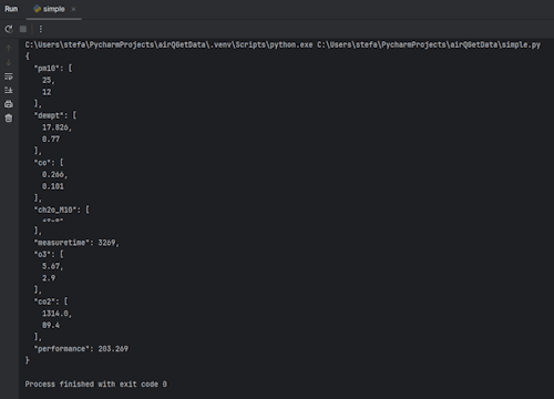air-Q pro - Messdaten im JSON-Format