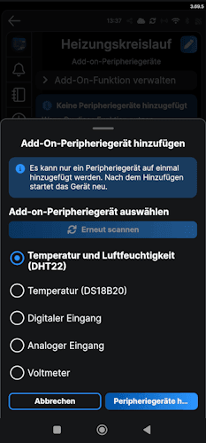 Einrichten DS18B20 Sensor über Shelly AddOn am Shelly Plus 1 - Step2
