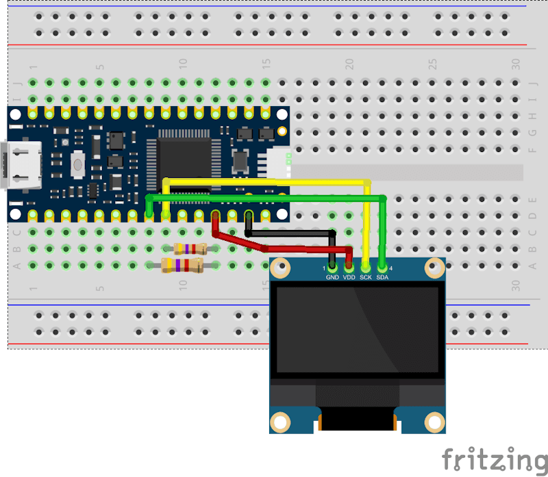 Schaltung - Arduino Nano R4 mit I2C PullUp Widerstaende