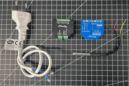 Shelly Plus 1 mit AddOn - DS18B20 Sensor und Zuleitung