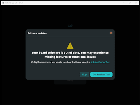 Arduino App Lab - Arduino UNO Q - Hinweis Firmwareupdate