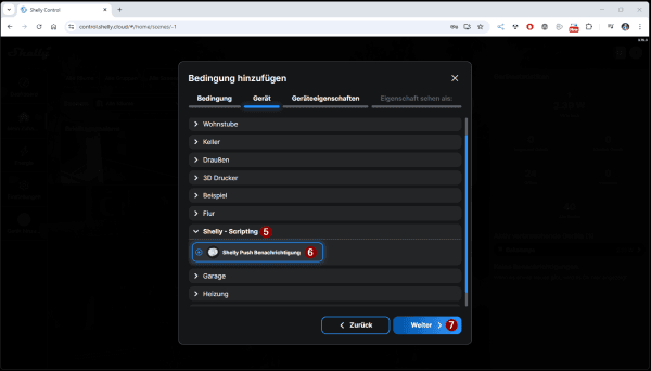 Shelly Push Benachrichtigung - Szene - Step4