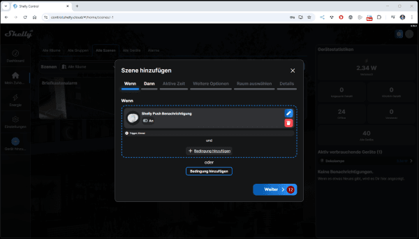 Shelly Push Benachrichtigung - Szene - Step7