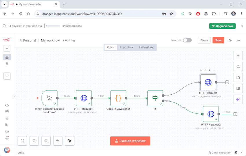 Shelly - n8n einfacher Workflow umschalten eines zustandes