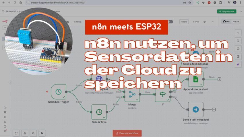 n8n nutzen, um Sensordaten in der Cloud zu speichern