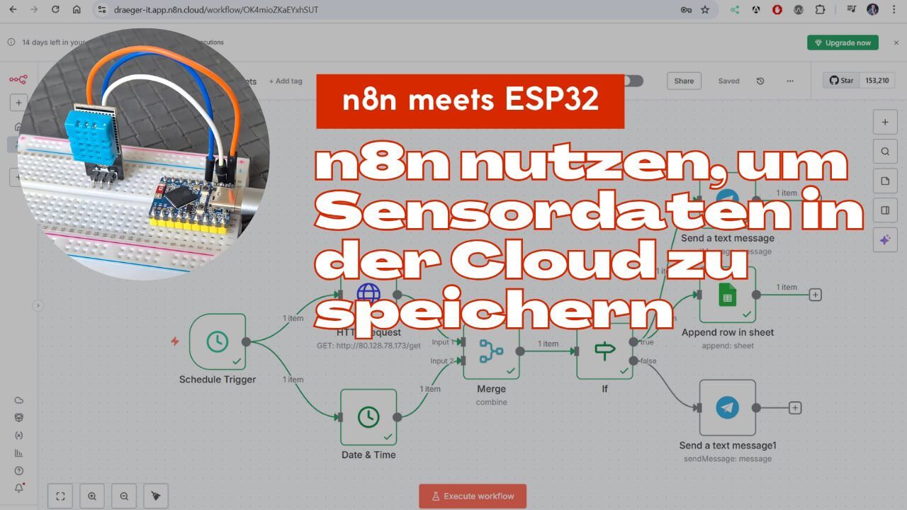 n8n nutzen, um Sensordaten in der Cloud zu speichern