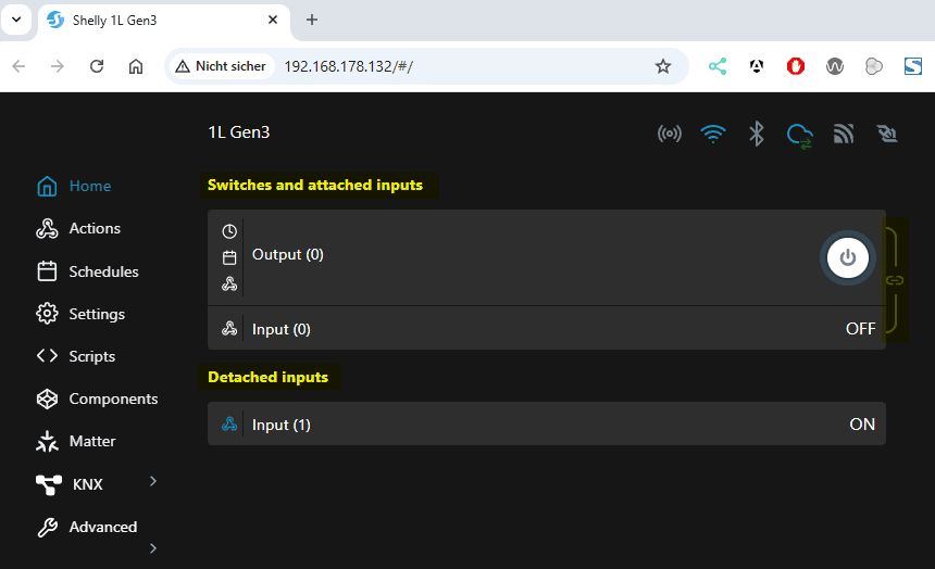 Shelly 1L - Weboberfläche - attached und detached inputs