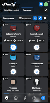 Shelly Smart Control App - Shelly 1L Kachel