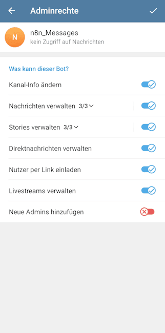 Telegram - Bot zum Channel hinzufügen - Step 4