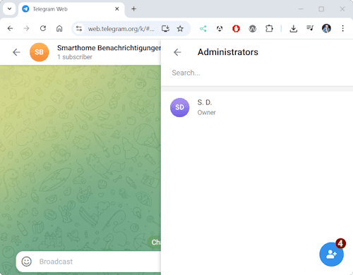 Telegram - Channel bearbeiten - Bot hinzufügen - Step 3