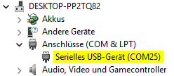 Windows - Gerätemanager - Arduino Nesso N1 als serielles USB-Gerät erkannt