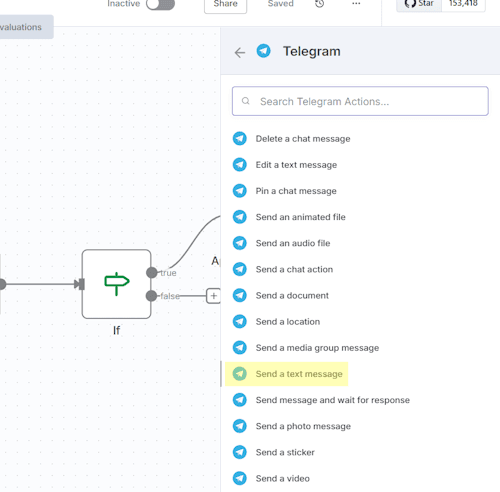 n8n - add Telegram Node - Send a text message - Step 2
