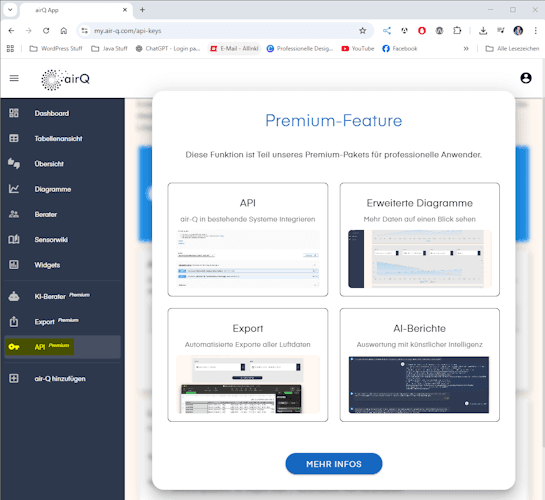 Web-API zum air-Q nunmehr Premiumfeature