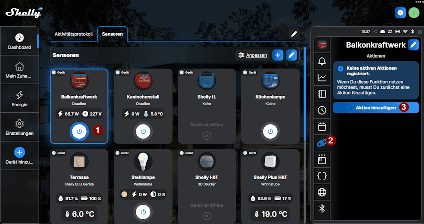 Shelly Controll - Add Action - Step1