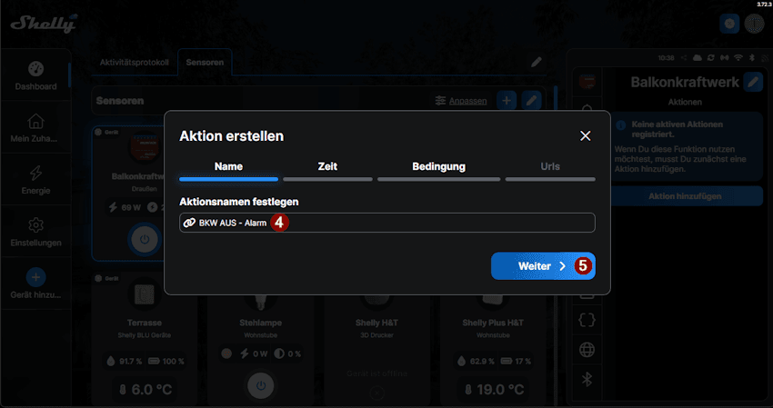 Shelly Controll - Add Action - Step2