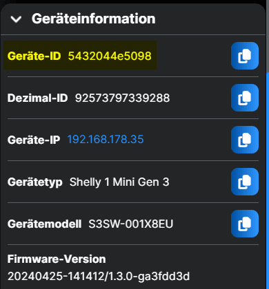 Shelly - Geräte-ID
