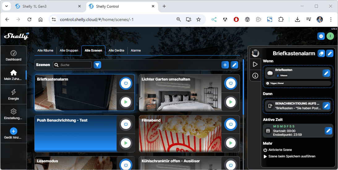 Shelly Szene - Briefkastenalarm mit Shelly BLU Motion und einem Shelly Plug S als Bluetooth Gateway