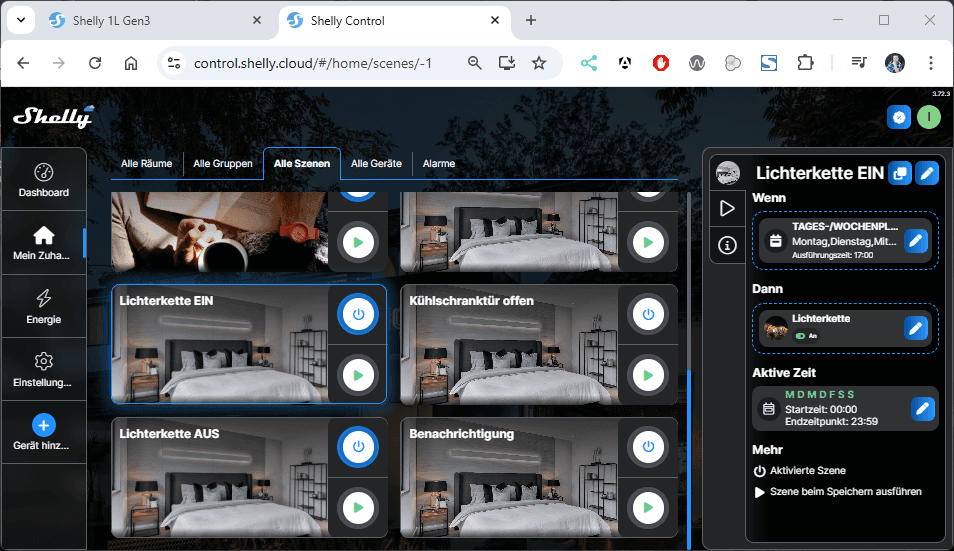Shelly Szene - steuern einer Lichterkette zur Weihnachtszeit