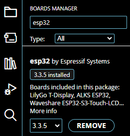 Arduino IDE - Boardverwalter - ESP32