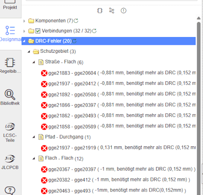 EasyEDA - Prüfung der Designregeln am Ampel Layout