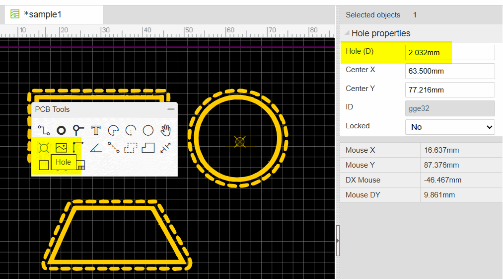 EasyEDA - Loch setzen