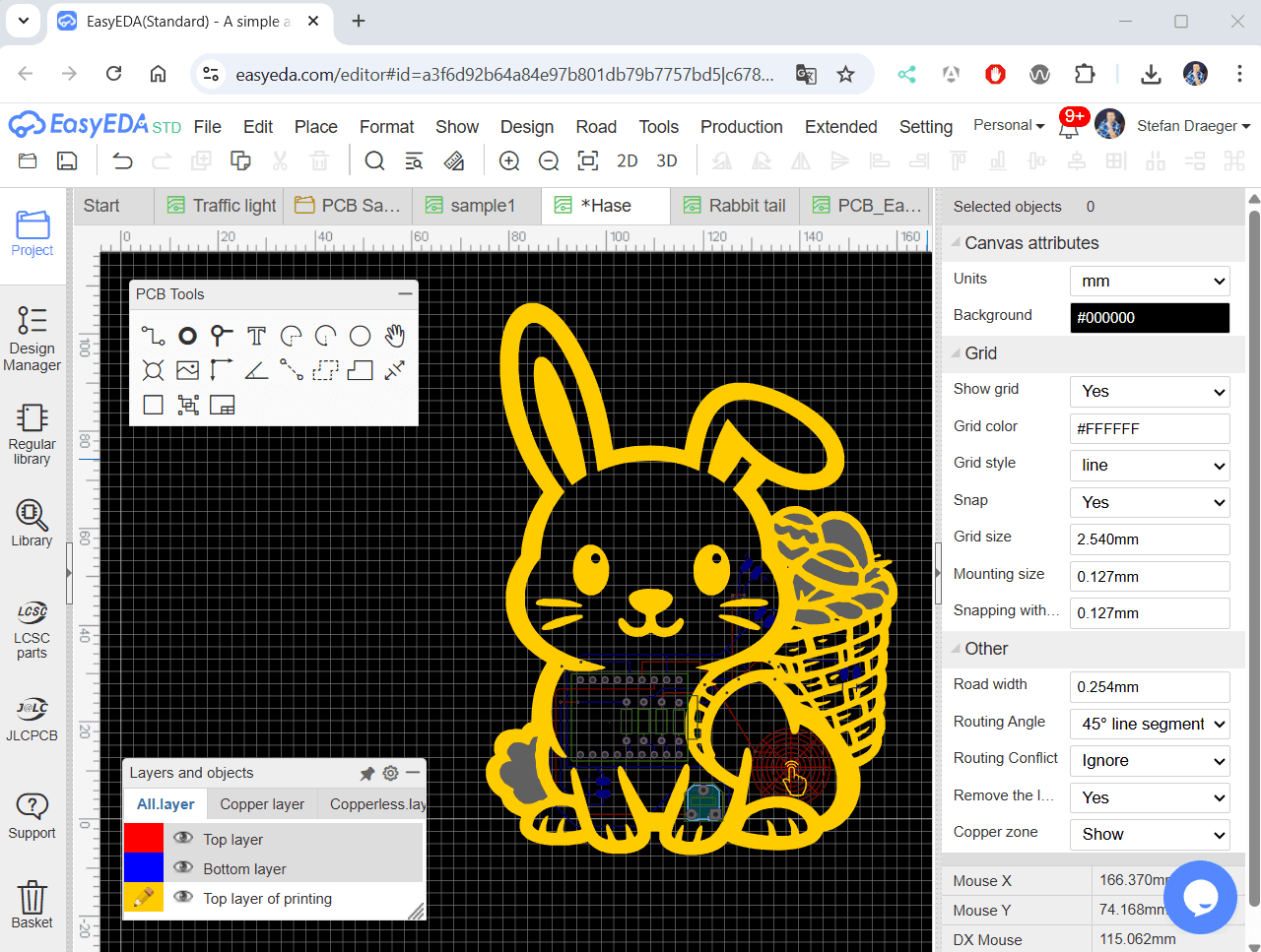 PCB Layout mit Cutouts