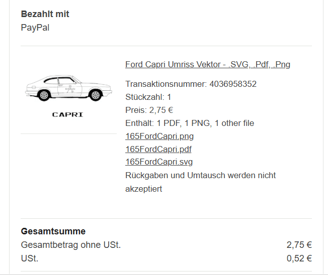 etsy - Ford Capri - Preis