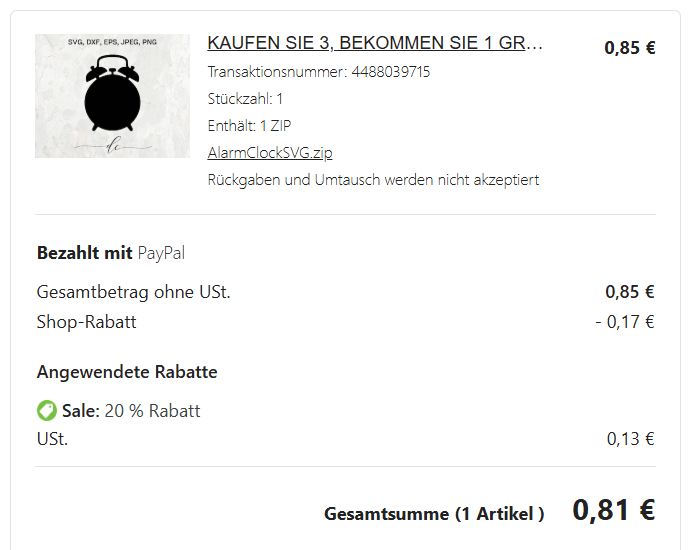 etsy - Wecker - Preis