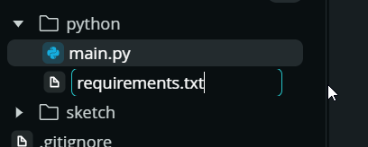Arduino App Lab - Datei requirements-txt erstellen