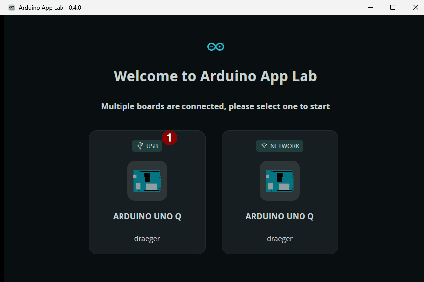 Arduino App Lab - Zugriff auf den Arduino UNO Q via Shell - Step1