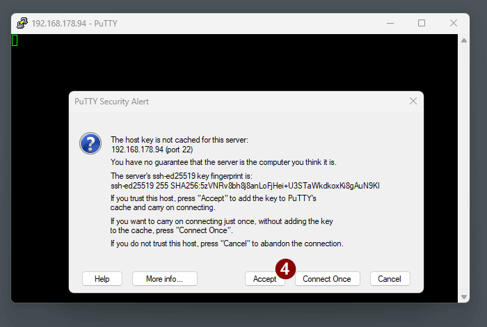 Arduino UNO Q - Zugriff via Putty - Step2