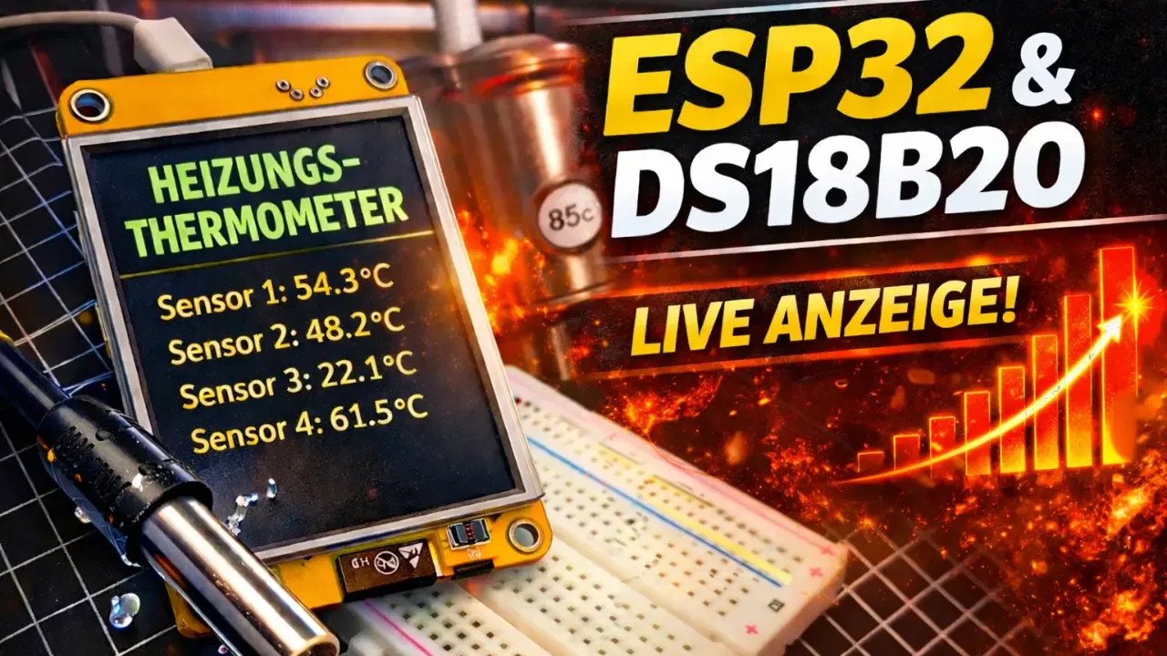 Cheap Yellow Display als Heizungs-Thermometer DS18B20 Tauchfühler anschließen