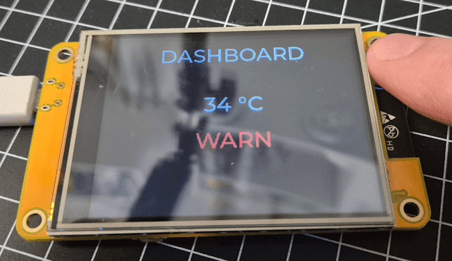 Dashboard am CYD mit abgedunkelten LDR