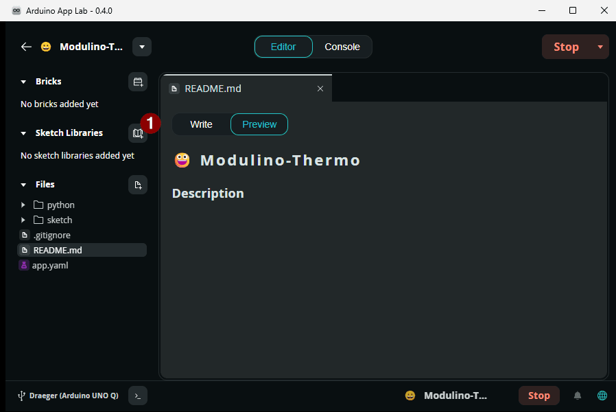 Installieren von Bibliotheken im Arduino App Lab - Step 1