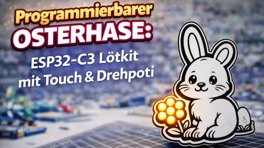 Programmierbarer Osterhase: ESP32-C3 Lötkit mit Touch & Drehpoti
