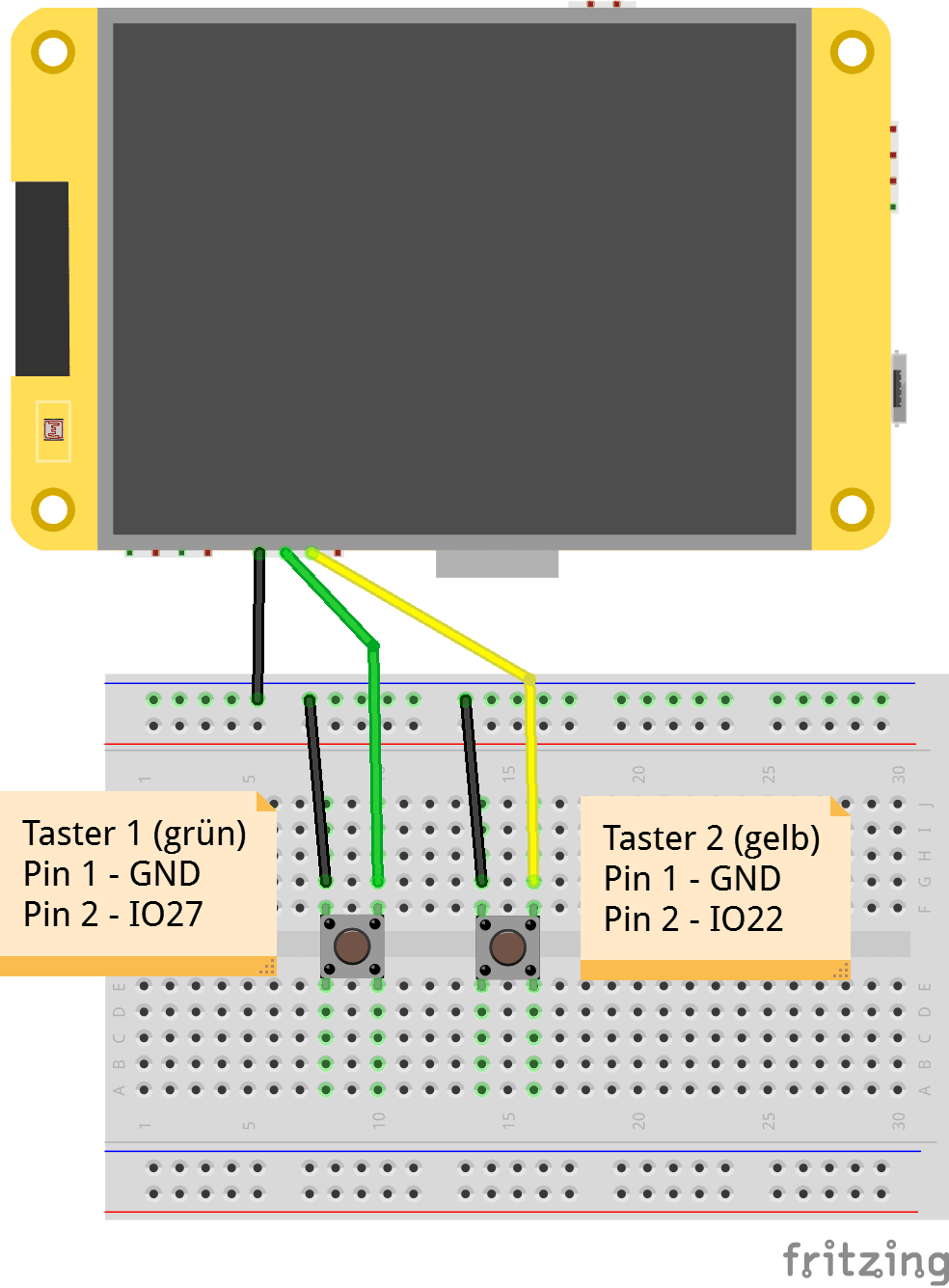Schaltung - ESP32 - CYD mit zwei Taster