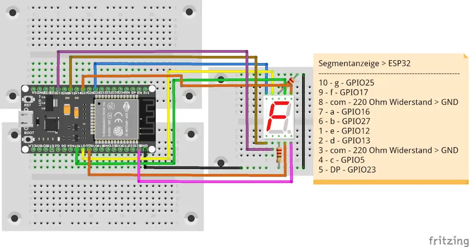 Schaltung - ESP32 mit Segmentanzeige