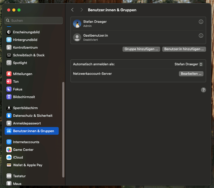 macOS - Benutzer-und-Gruppen - automatischer Login