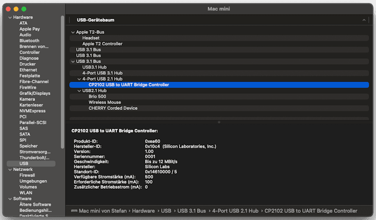 macOS - CP2102 - Mikrocontroller erkannt