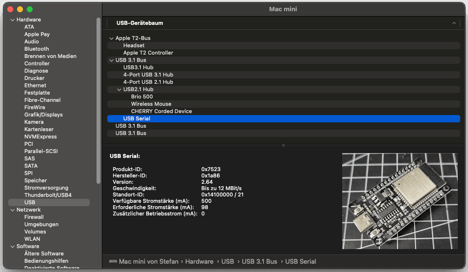 macOS - ESP-WROOM-32 mit CH340 USB zu Serial Konverter