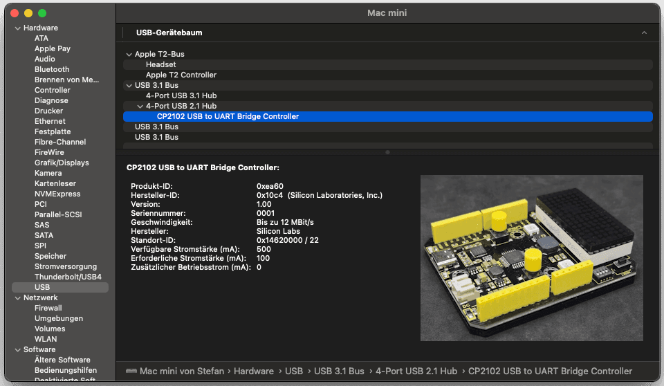 macOS - Keyestudio MAX mit CP2102 USBtoUART Bridge