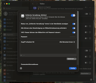 macOS - Remote Desktop Freigabe einrichten - Step 4