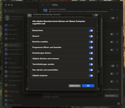 macOS - Remote Desktop Freigabe einrichten - Step 5