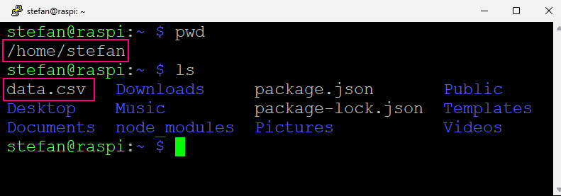 Ablage der CSV-Datei im Homeverzeichnis
