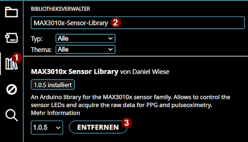 Arduino IDE - MAX30102 Bibliothek installieren