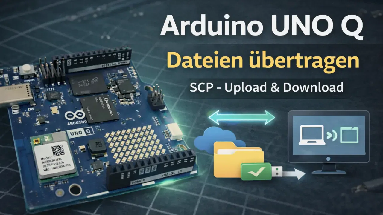 Arduino UNO Q Dateien per USB oder Netzwerk auf den PC übertragen